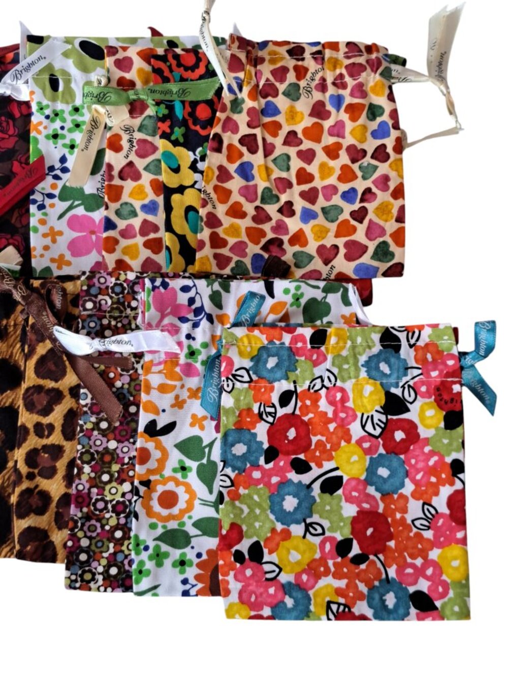 Lot Of 20 Brighton Drawstring Jewelry Multi Color Fabric Dust Bags Small 6"x5" * - Picture 5 of 12